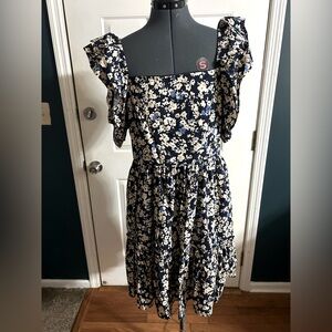 Floral Sundress with Short Ruffled Sleeves Size L